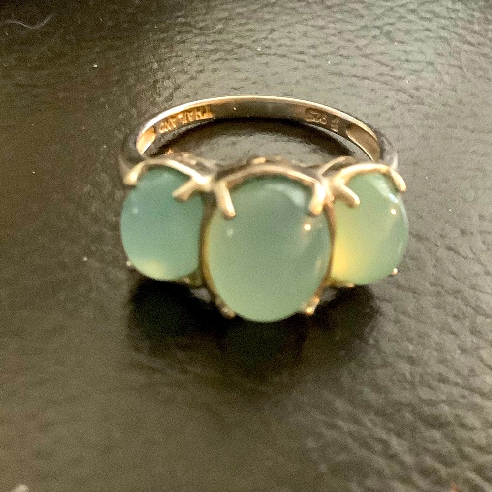 Silver Ring With Three Large Oval Robins Egg Blue Stones